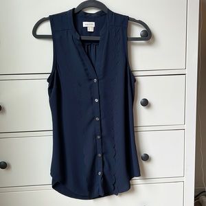 ANTHROPOLOGIE/Meadow Rue/Sleeveless navy blue scalloped blouse size 2